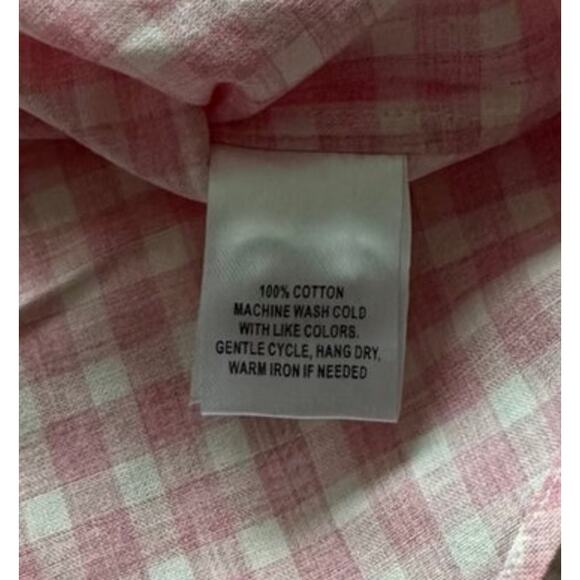 UNTUCKIT Calina Gingham Button Up Long Sleeve Shirt Cotton Pink White Size 4 - Picture 4 of 8